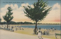 City Point Beach, South Boston - Crowded Shoreline Postcard