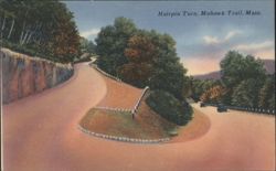 Hairpin Turn, Mohawk Trail, Mass. Postcard