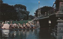 Swan Boats in Boston Public Garden, Kiddies Delight Postcard