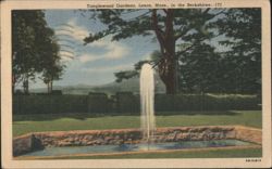 Tanglewood Gardens, Fountain, Lenox, Mass. Postcard