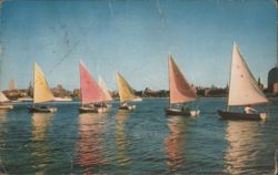 SAILING ON THE CHARLES RIVER, BOSTON, MASS. Postcard