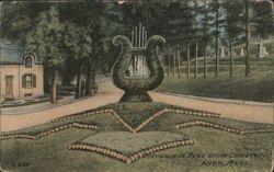 Entrance to Pine Grove Cemetery, Lyre Fountain Postcard