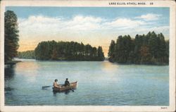 Lake Ellis, Athol, MA - Rowboat Scene Postcard