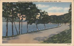 Green Water Pond and Highway, Jacob's Ladder Trail, MA Postcard