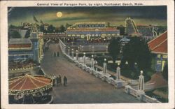 General View of Paragon Park, by night, Nantasket Beach, Mass. Postcard
