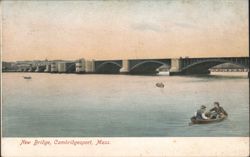 New Bridge, Cambridgeport, Mass. with Rowboats Postcard