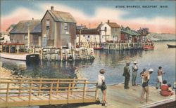 STONE WHARVES, ROCKPORT. MASS. Postcard