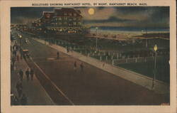 Boulevard Showing Nantasket Hotel By Night Postcard