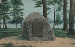 Island Grove Memorial Boulder, Abington, MA Postcard