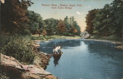 Newton Upper Falls from Echo Bridge, Canoeing Postcard