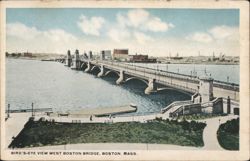 BIRD'S-EYE VIEW WEST BOSTON BRIDGE Postcard