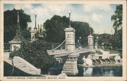 Public Gardens Pond Bridge, Boston, MA Postcard