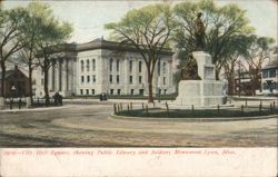 City Hall Square, Public Library, Soldiers' Monument Postcard