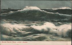 Revere Beach, Mass., After a Storm - Crashing Waves Postcard
