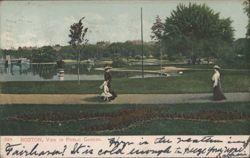 Boston Public Garden, View with Pond and People Postcard
