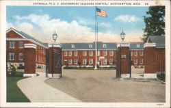 Entrance to US Government Veterans Hospital Postcard