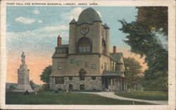 Town Hall and Burnham Memorial Library Postcard