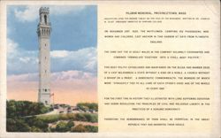 Pilgrim Memorial Monument, Mayflower Compact, Provincetown Postcard