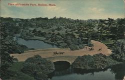 Franklin Park Bridge and Pond with Carriages Postcard