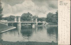 Public Garden Bridge & Boaters - Boston, MA Postcard