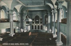 Interior of King's Chapel, Boston Postcard