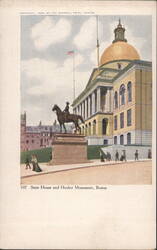 State House and Hooker Monument Postcard