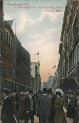 Washington St. at the height of the shopping hour Postcard