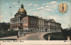 Massachusetts State House, Golden Dome, Boston Postcard