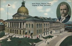 State House, Boston, Mass. with Gov. Eugene N. Foss Postcard