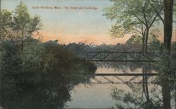 Canal and Footbridge, South Fitchburg, MA Postcard