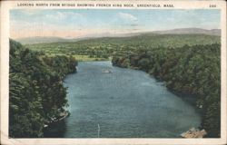 Looking North from Bridge, French King Rock, Greenfield, MA Postcard