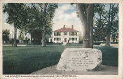 The Boulder and Old Harrington House, Lexington Postcard
