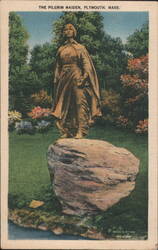 The Pilgrim Maiden Statue, Plymouth, MA Postcard