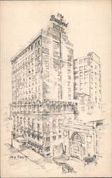 Bradford Hotel Boston Tremont Street Pen & Ink Drawing Postcard