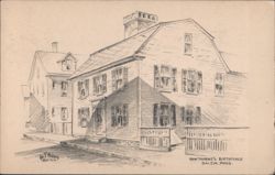 Hawthorne's Birthplace, Salem, MA Pencil Sketch Postcard
