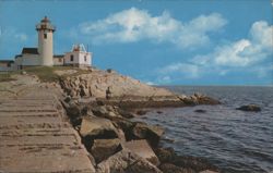 Eastern Point Light and Breakwater, Gloucester Postcard
