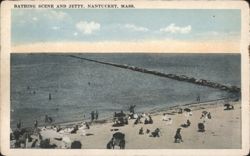 Bathing Scene and Jetty Postcard