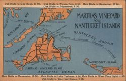 Marthas Vineyard & Nantucket Islands Map Postcard