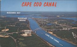 Cape Cod Canal Aerial View with Bridges Postcard