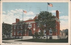 The Armory, Haverhill, MA with US Flags Postcard