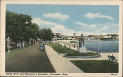 Stacey Blvd. and Fisherman's Monument, Gloucester Postcard