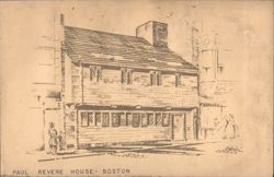 Paul Revere House - Boston Sketch Postcard