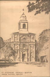 St. Stephens Church, Boston - Charles Bulfinch Design Postcard