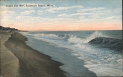 Beach and Surf, Salisbury Beach Postcard
