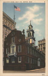 Old State House, Built 1713, Boston, Massachusetts Postcard