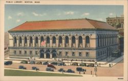 Public Library, Boston, Massachusetts Postcard