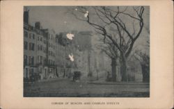 Corner of Beacon and Charles Streets, Boston Postcard