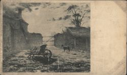 J. F. Millet: Farmyard by Moonlight Postcard