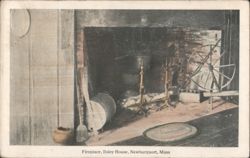Ilsley House Fireplace with Spinning Wheel, Newburyport Postcard