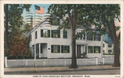 Home of John Greenleaf Whittier, American Flag Postcard